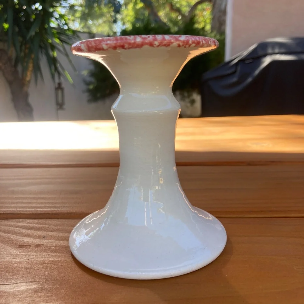1996 Bath & Body Works Heart Taper Candle Holder, Red and White - Picture 2 of 6